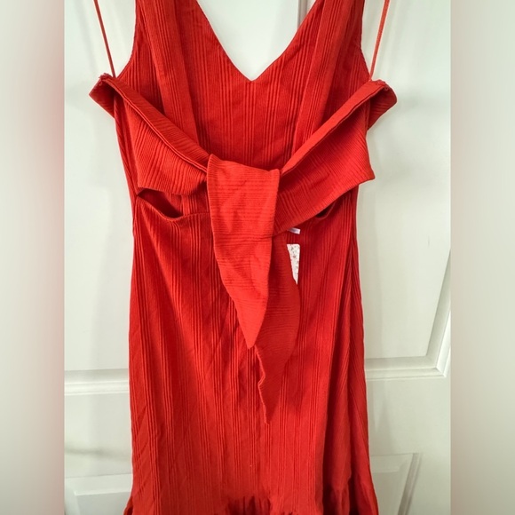 NWT Free People Into You Orange Red Midi Ruffle Bottom Dress S - Picture 8 of 9